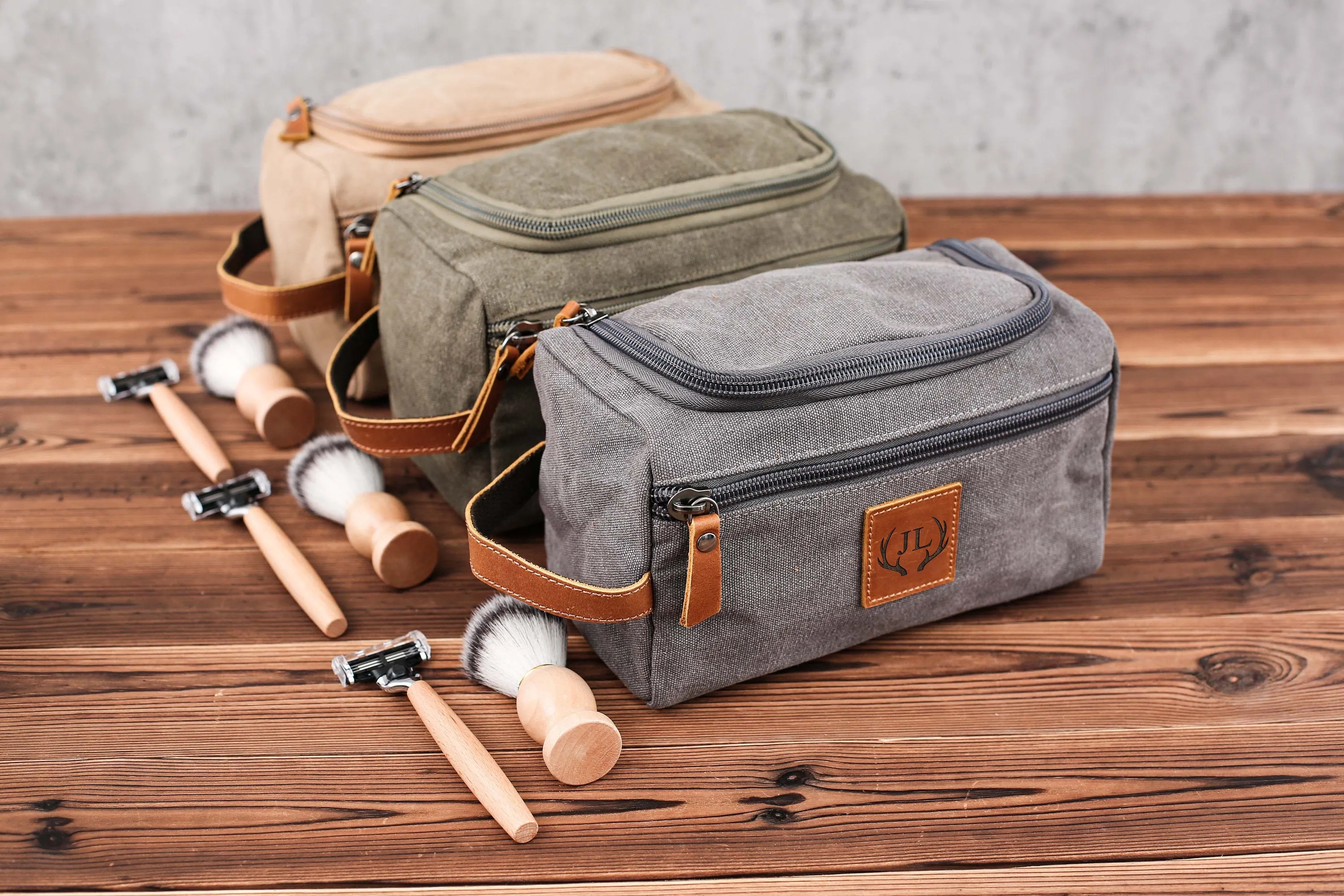 Large Canvas Toiletry Bag Set, Toiletry Bag Men, Personalized Canvas Leather Dopp Kit for Men, Canvas Leather Men's Travel Toiletry Bag