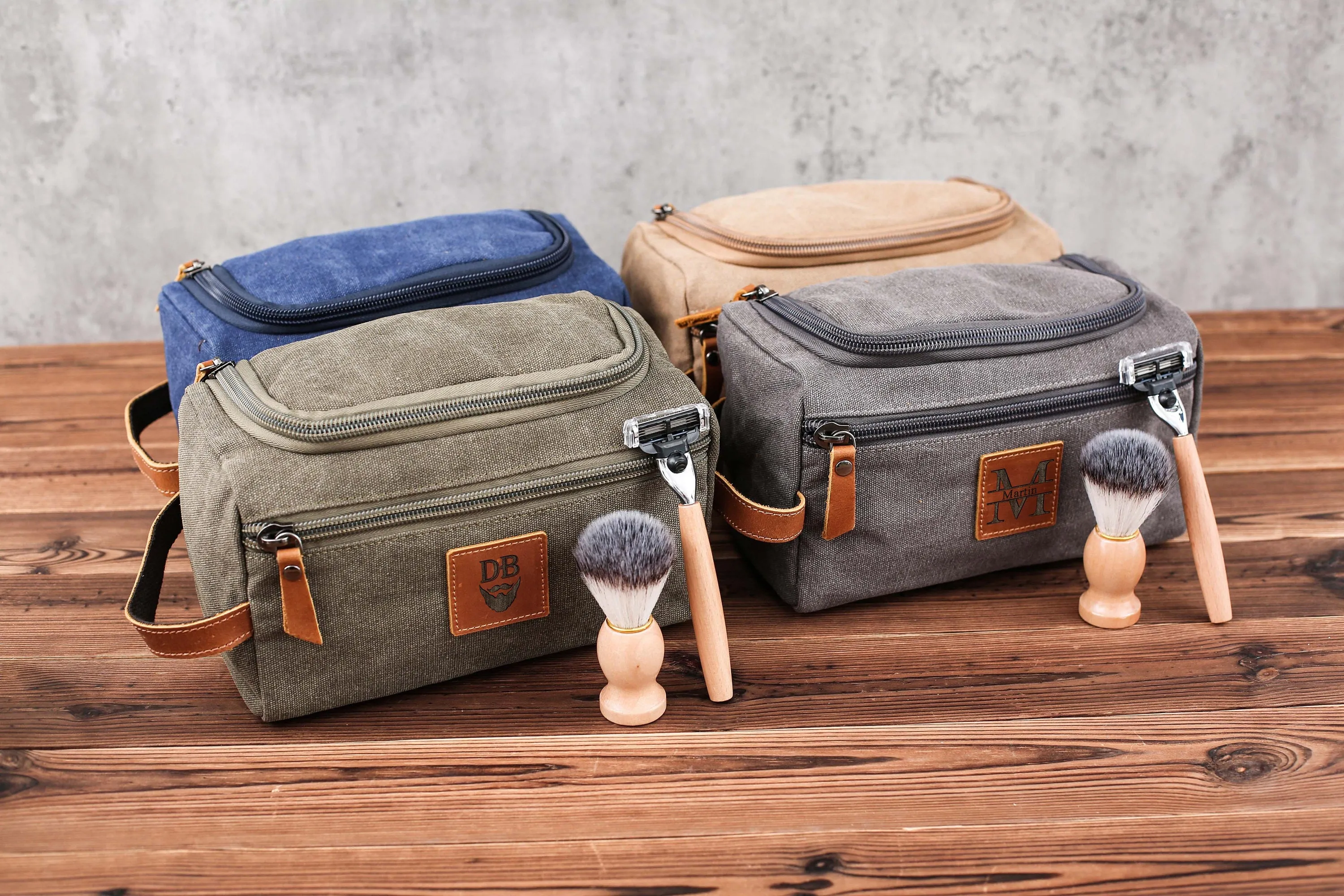 Large Canvas Toiletry Bag Set, Toiletry Bag Men, Personalized Canvas Leather Dopp Kit for Men, Canvas Leather Men's Travel Toiletry Bag