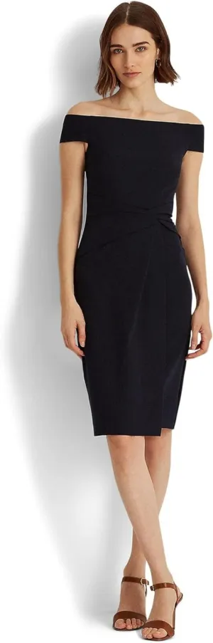 Lauren Ralph Lauren Crepe Off-The-Shoulder Dress Lighthouse Navy 6 253863510002
