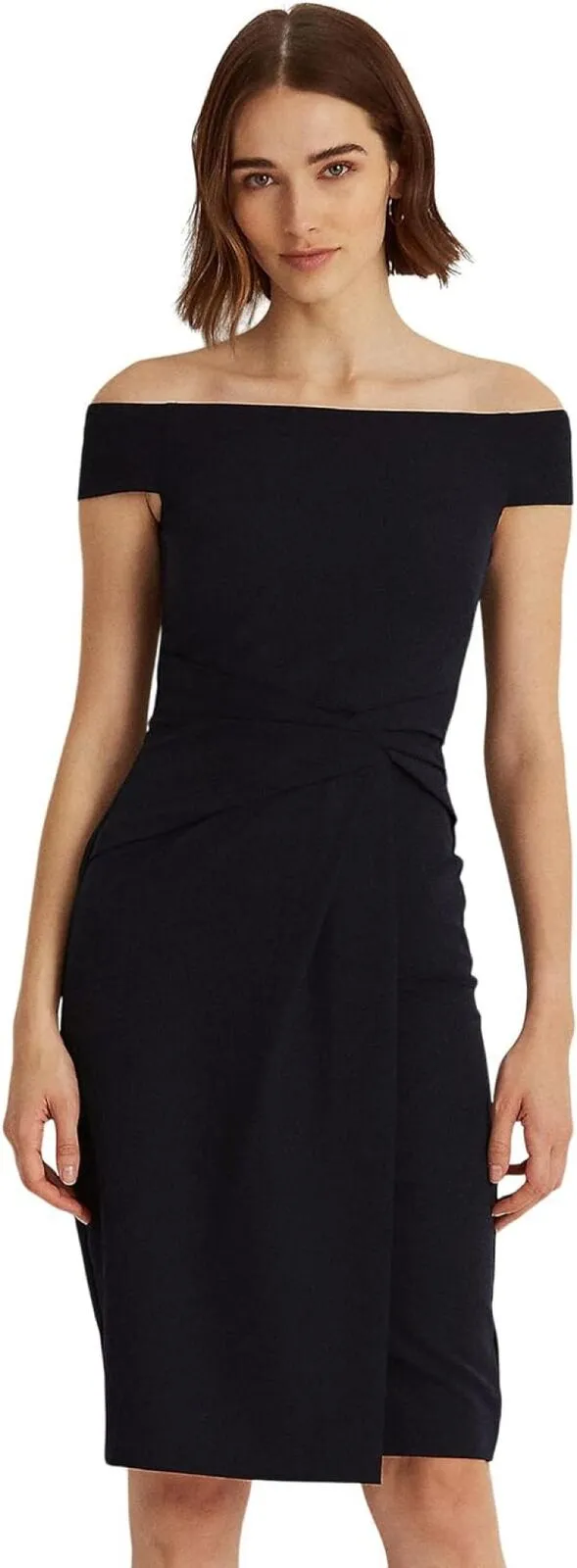 Lauren Ralph Lauren Crepe Off-The-Shoulder Dress Lighthouse Navy 6 253863510002