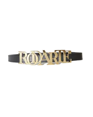 Leather Belt with Rodarte Logo Buckle