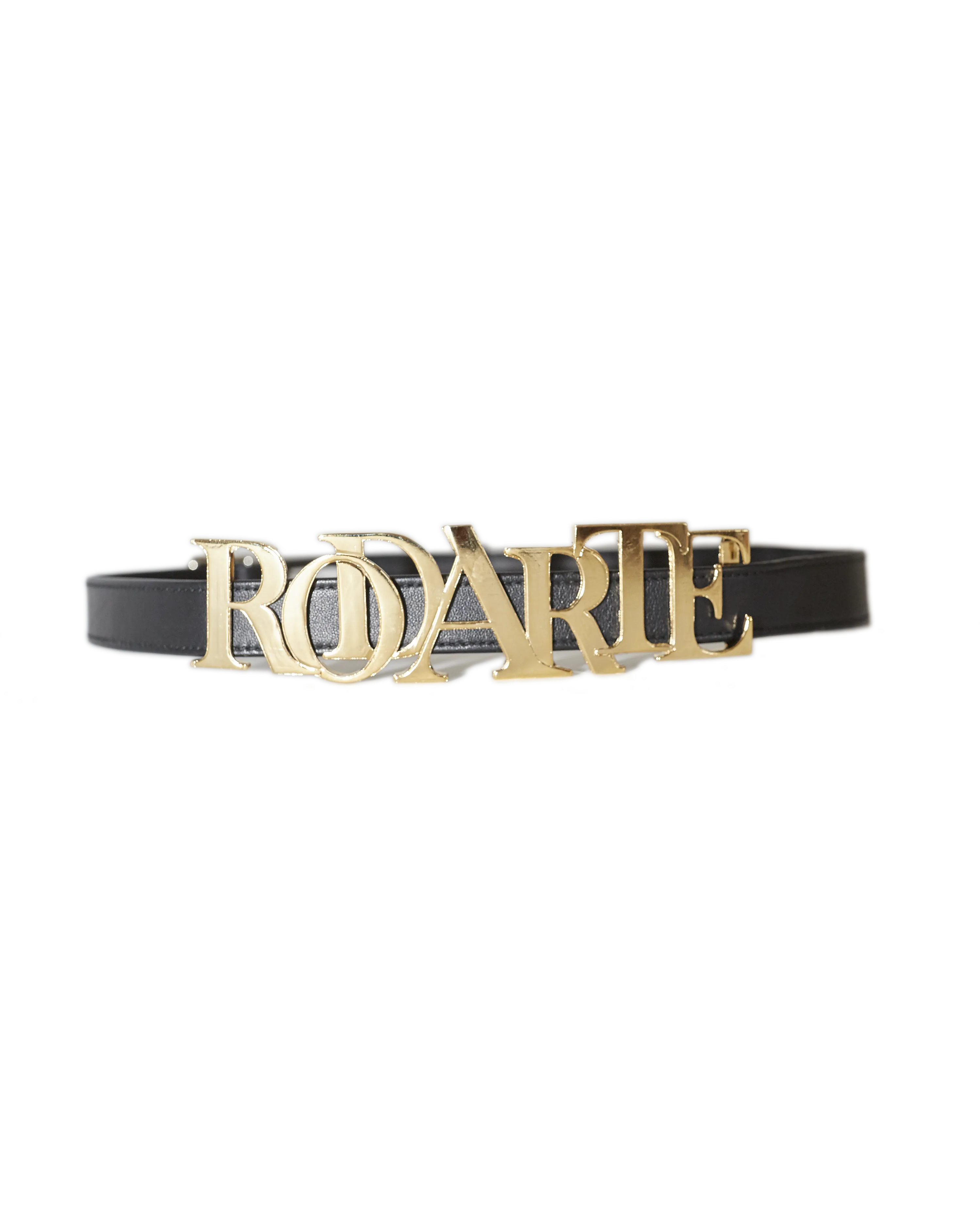 Leather Belt with Rodarte Logo Buckle