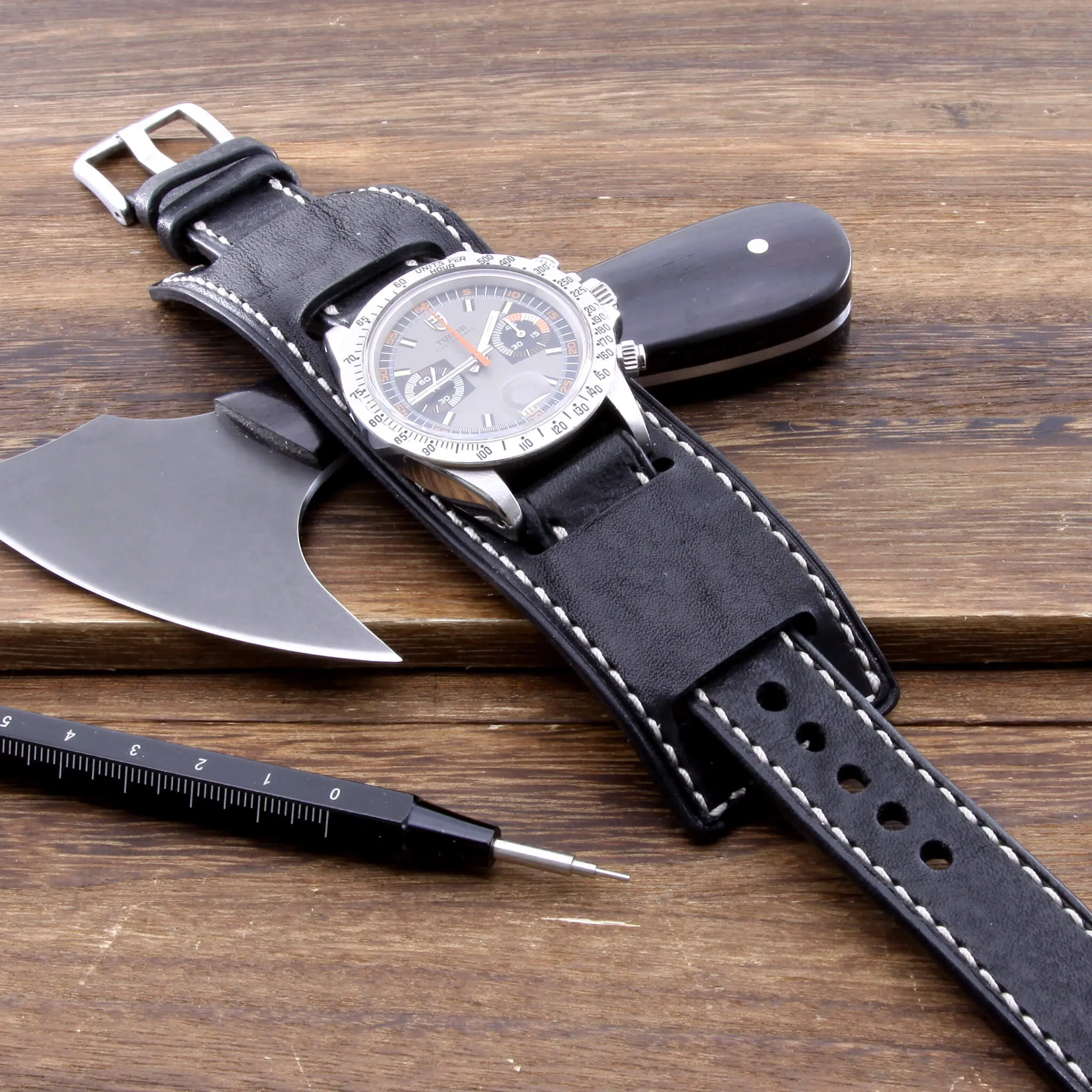 Leather Bund Pad, Newman Style Vintage Nero