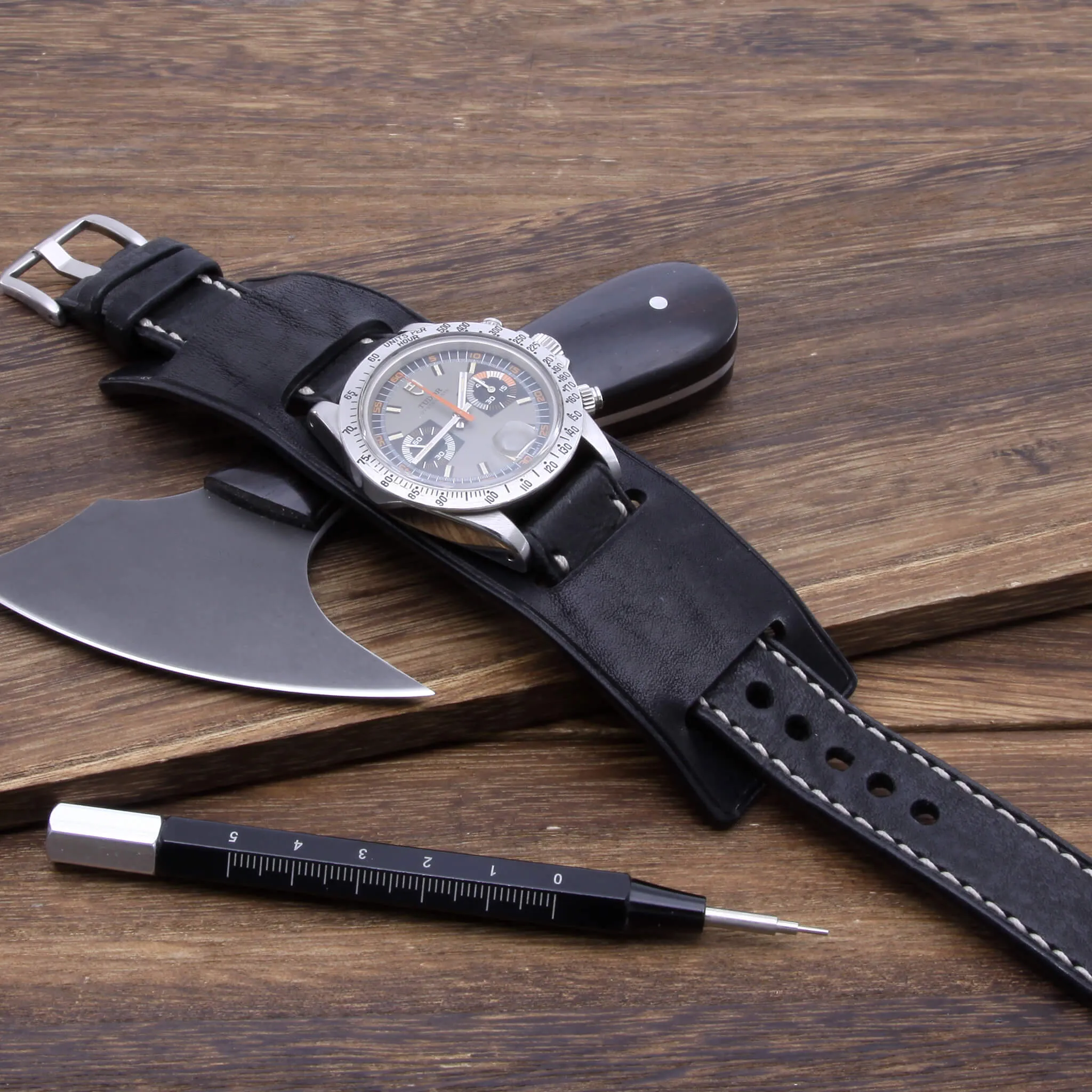 Leather Bund Pad, Newman Style Vintage Nero