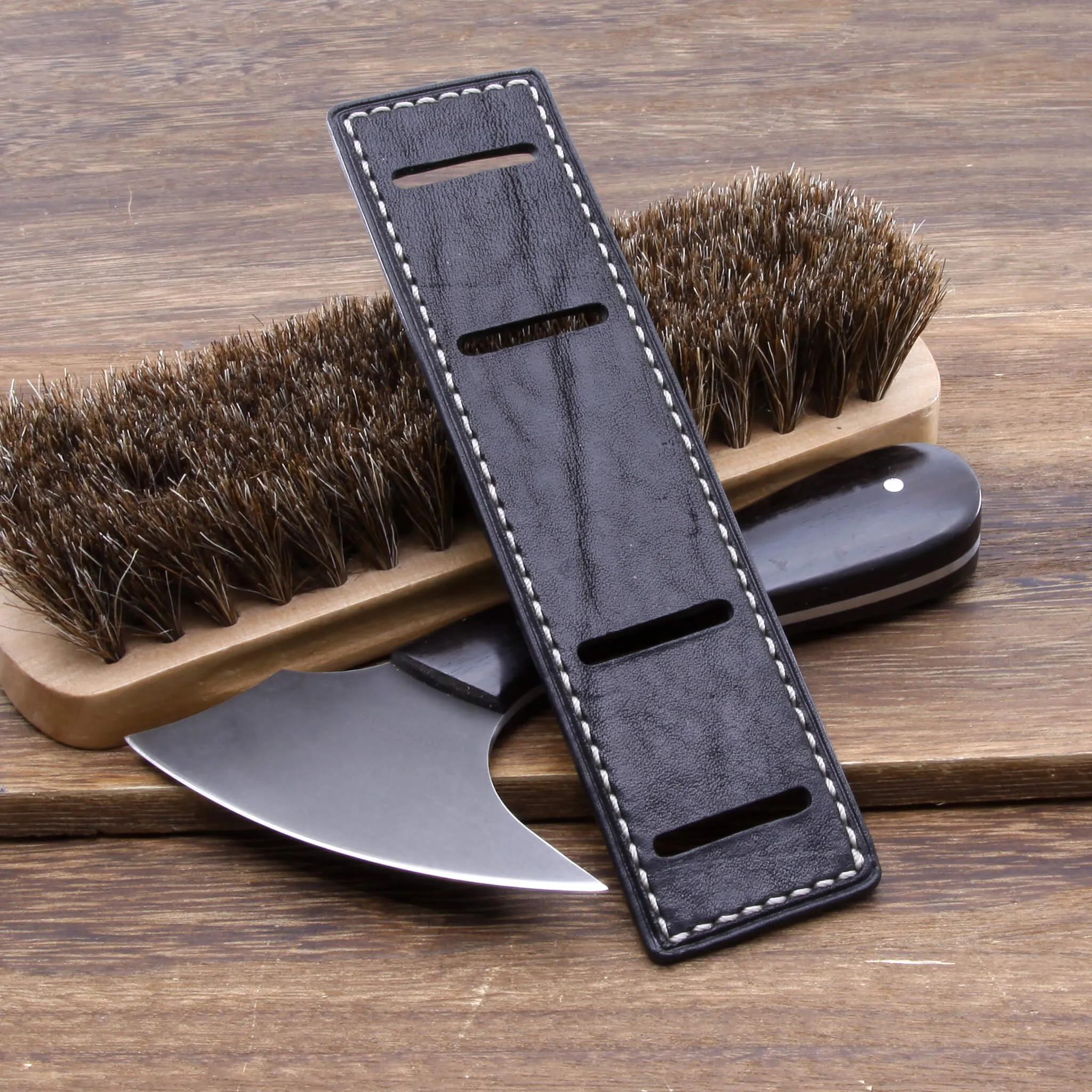Leather Bund Pad, Newman Style Vintage Nero