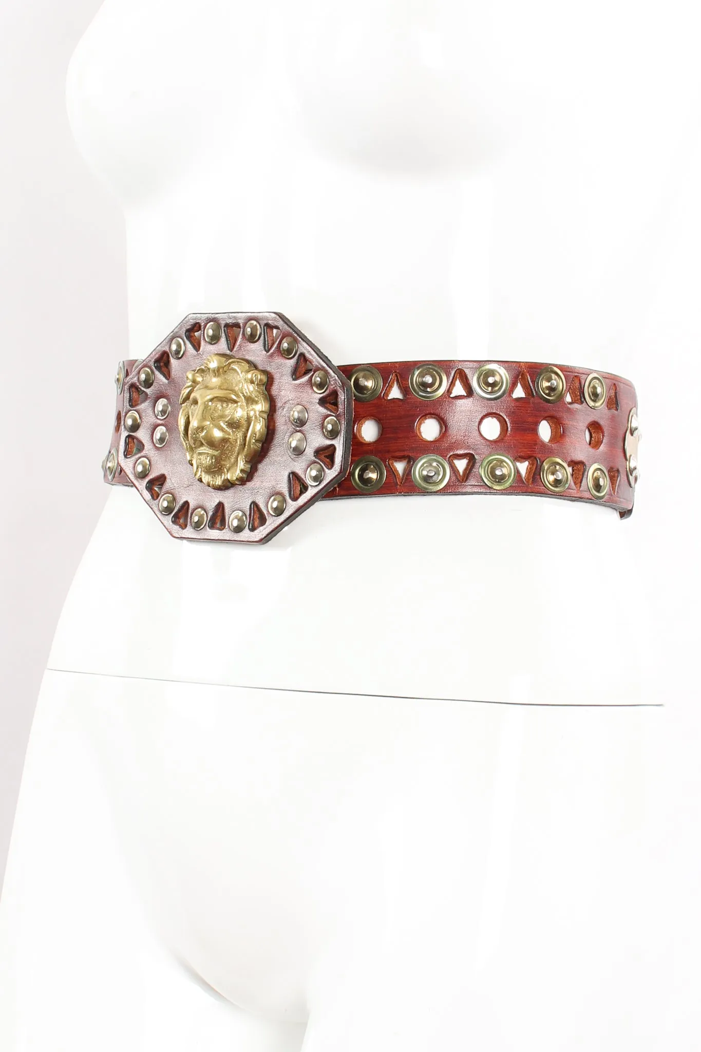 Leather Cutout Hinged Lion Belt