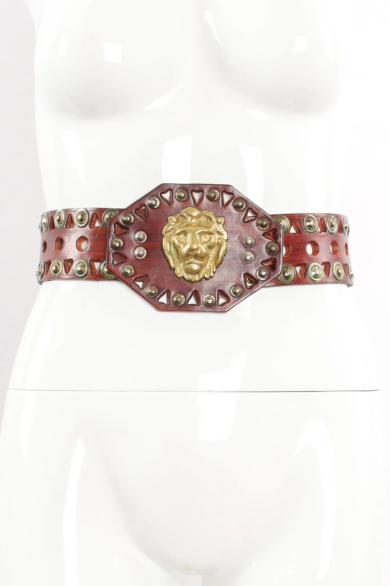 Leather Cutout Hinged Lion Belt