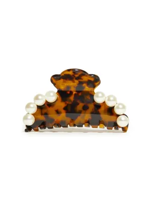 Lele Sadoughi Medium Pearl Claw Clip in Tortoise