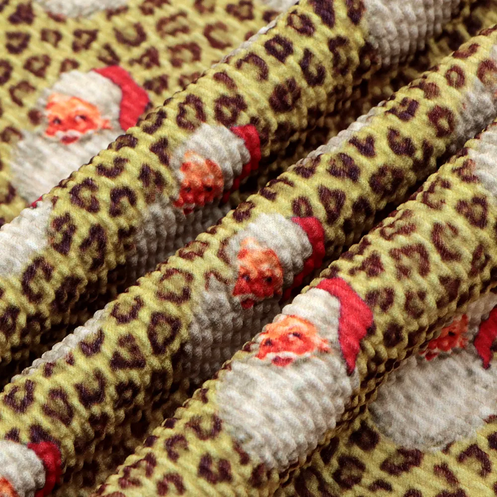 leopard cheetah christmas day printed fabric