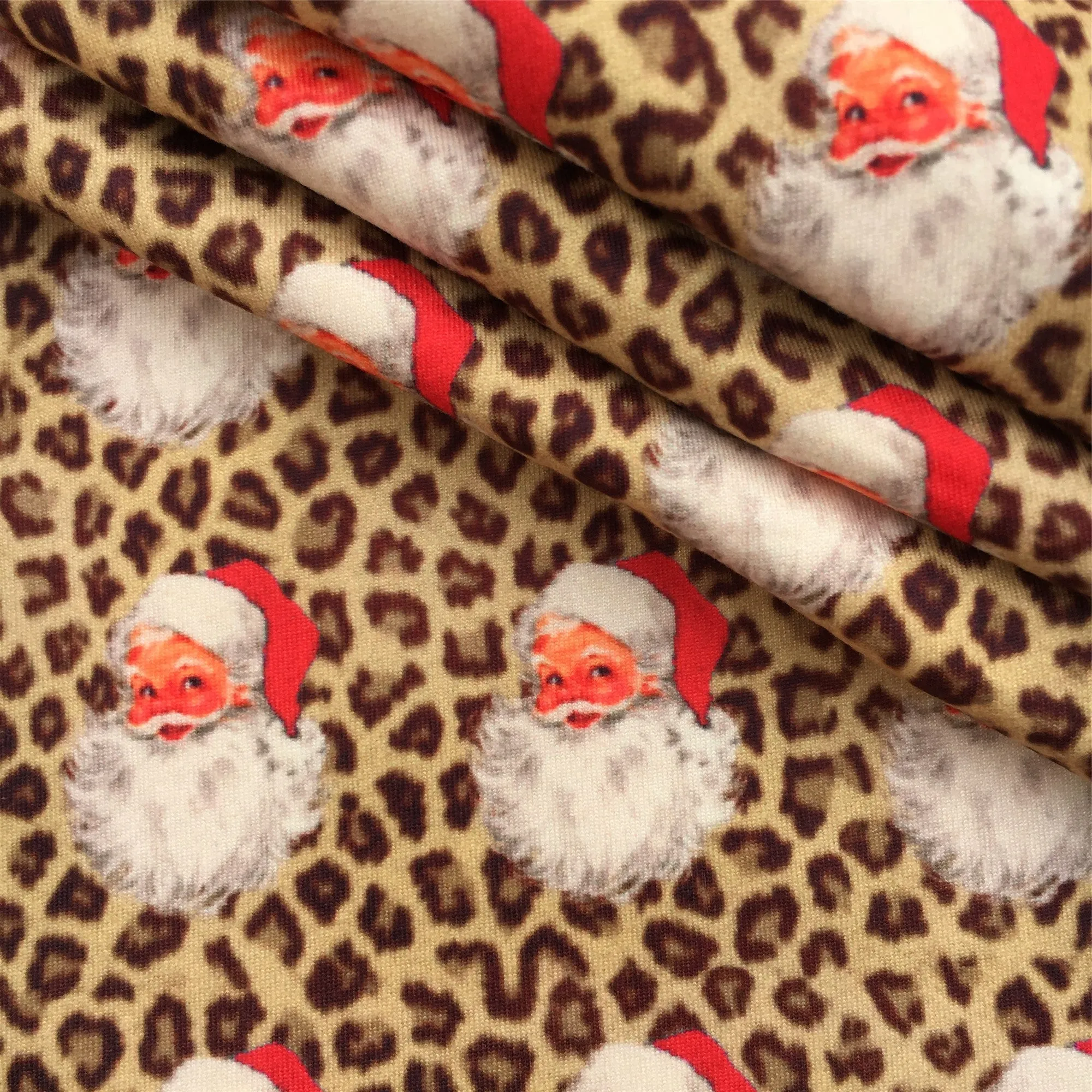 leopard cheetah christmas day printed fabric