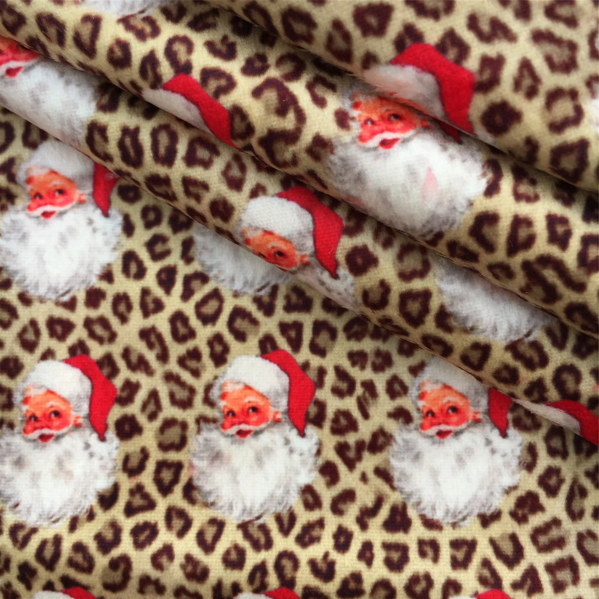 leopard cheetah christmas day printed fabric