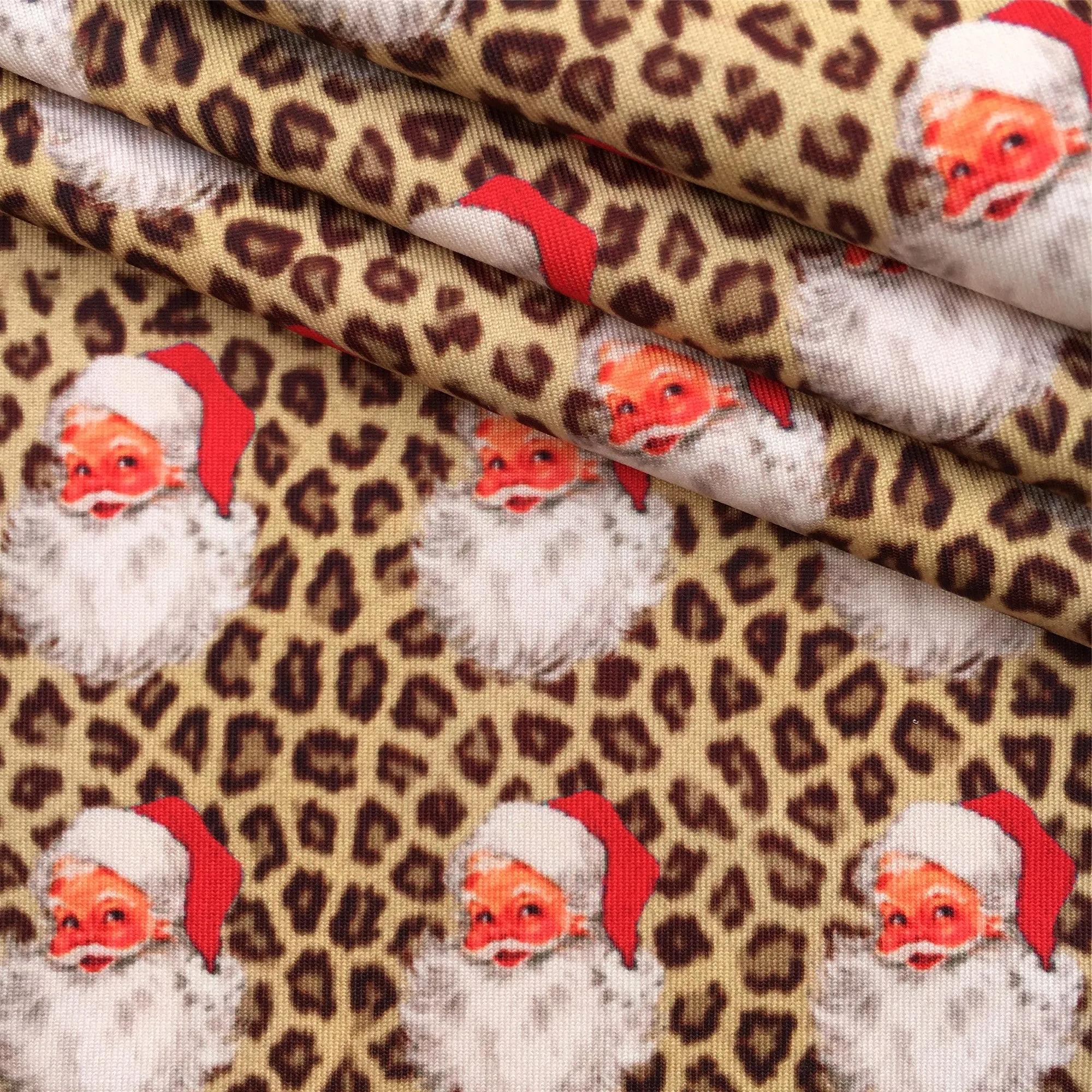 leopard cheetah christmas day printed fabric