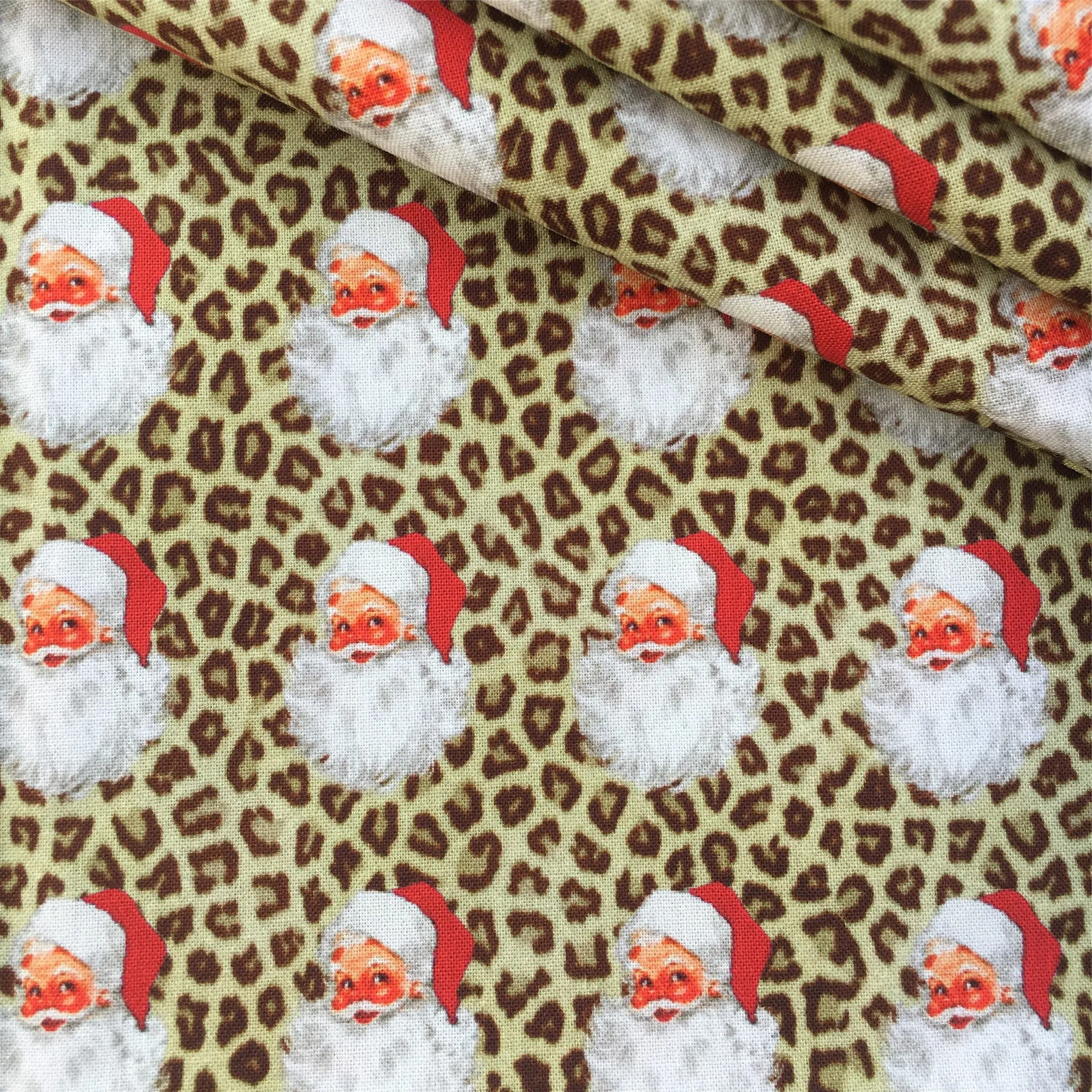 leopard cheetah christmas day printed fabric
