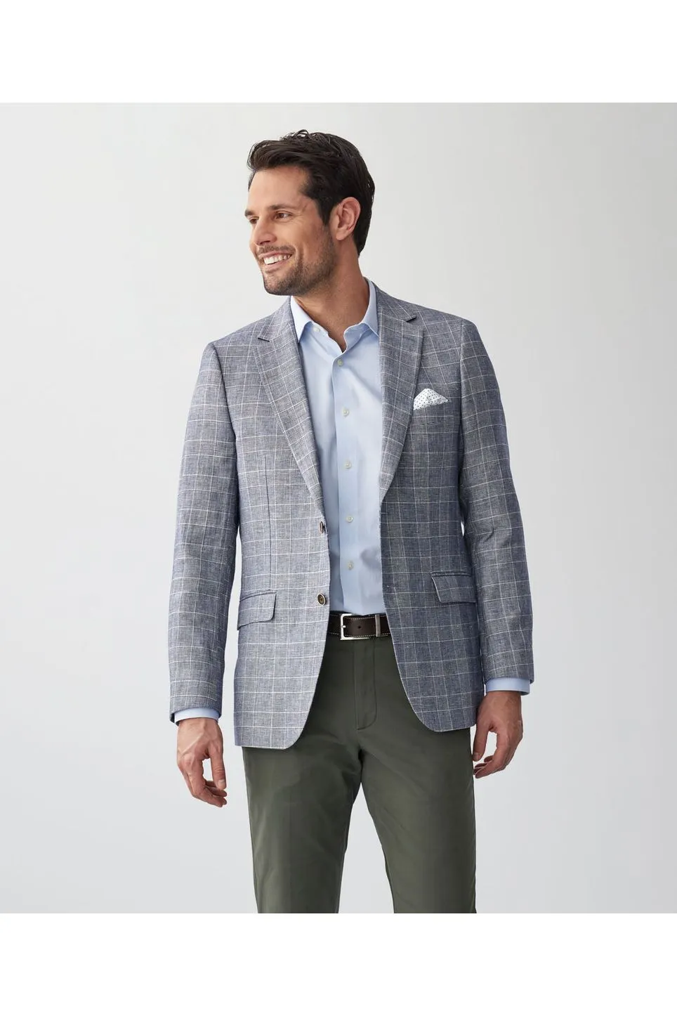 Linen Blend Check Blazer