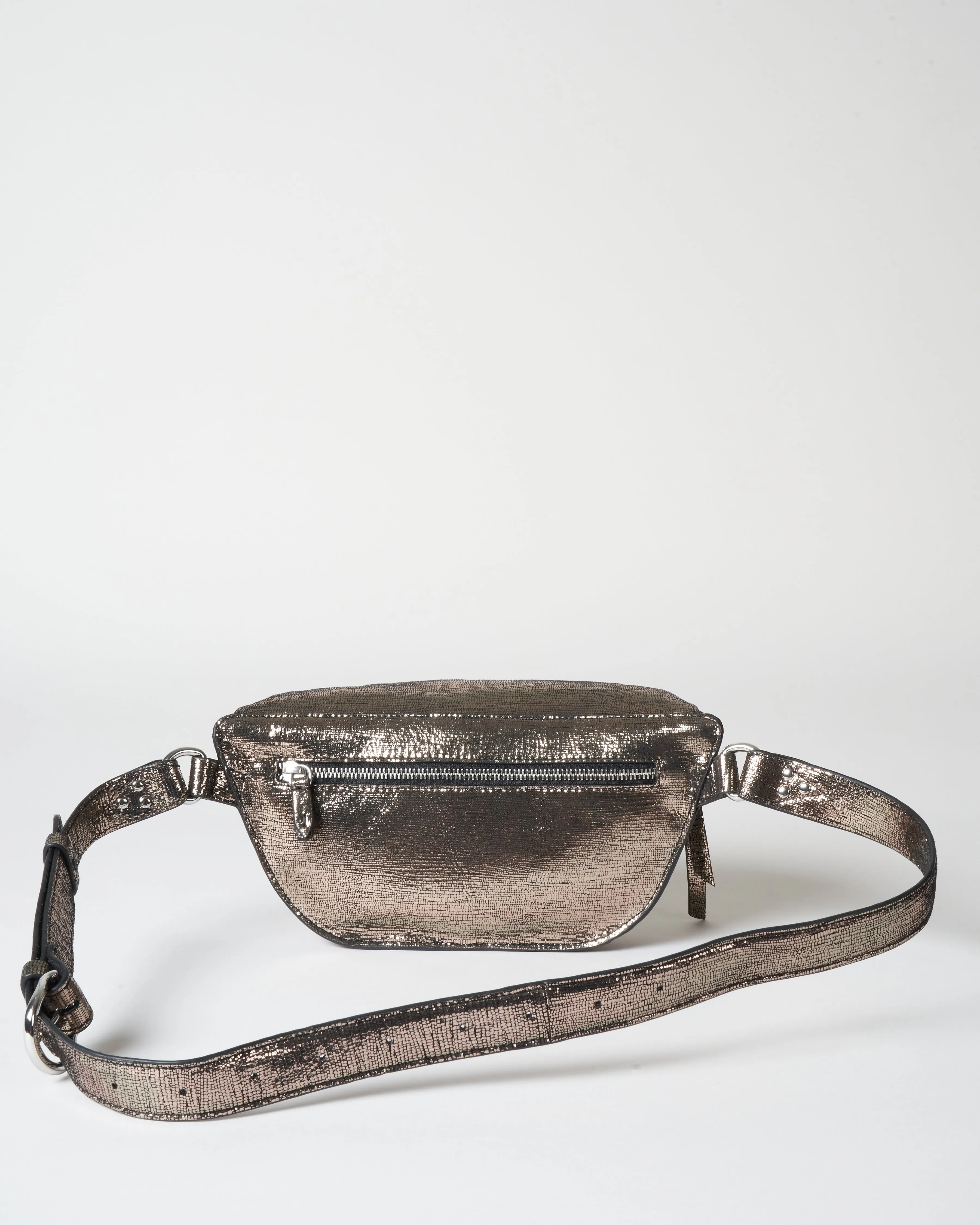 lino banane belt bag - lamé champagne