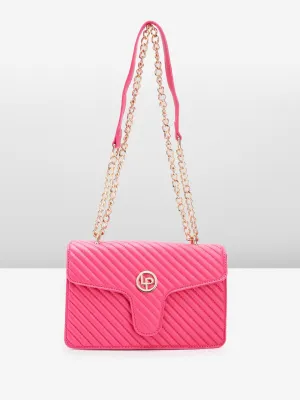 Lino Perros Women Striped Structured Sling Bag with Quilted Detail