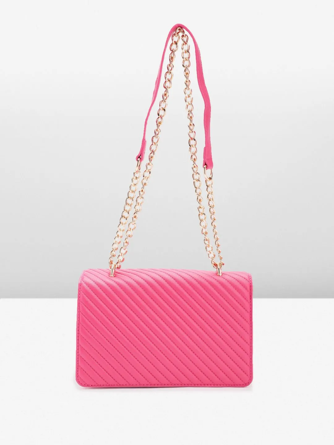 Lino Perros Women Striped Structured Sling Bag with Quilted Detail