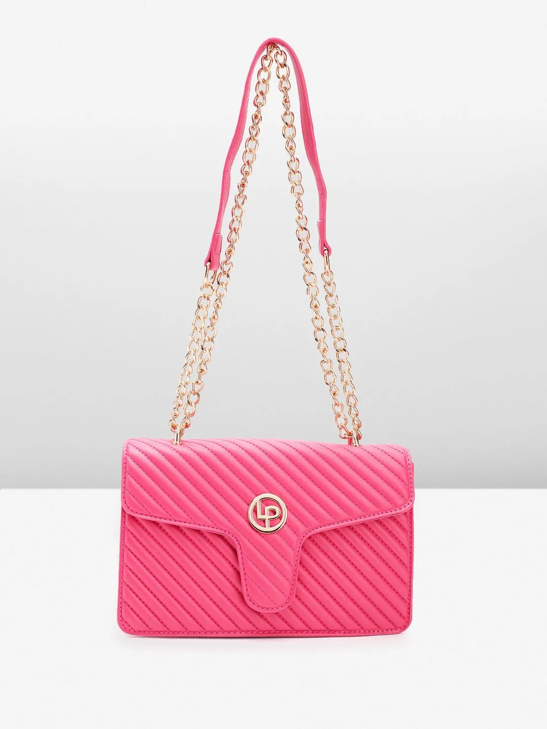 Lino Perros Women Striped Structured Sling Bag with Quilted Detail