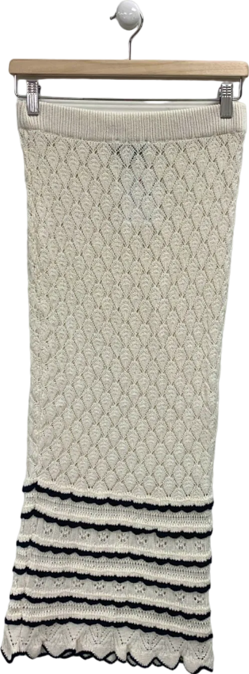 Lipsy White Knitted Midi Skirt UK 8