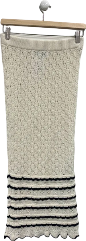 Lipsy White Knitted Midi Skirt UK 8