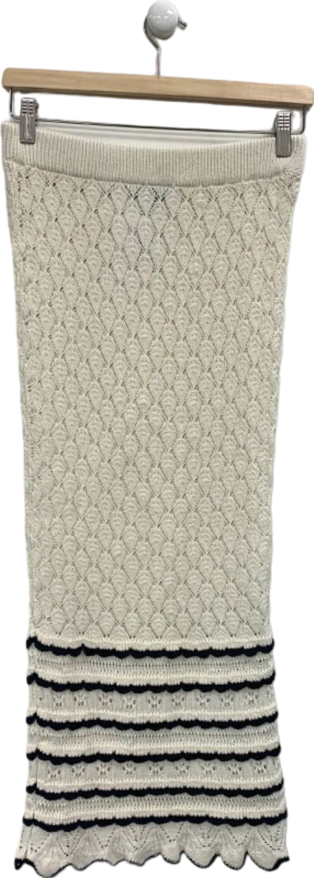Lipsy White Knitted Midi Skirt UK 8