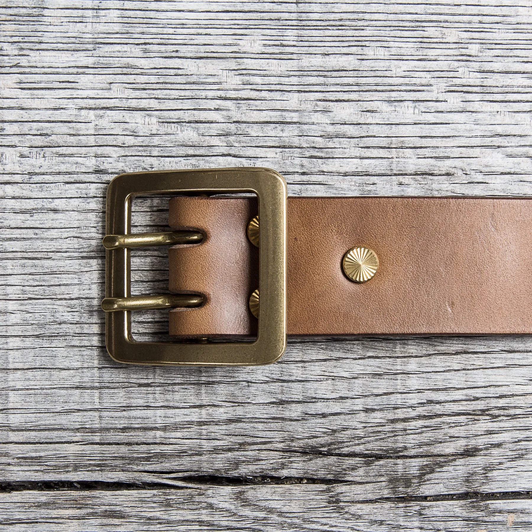 Lone Wolf Leathers Belt Horween Chromexcel Two Prongs Brass Buckle