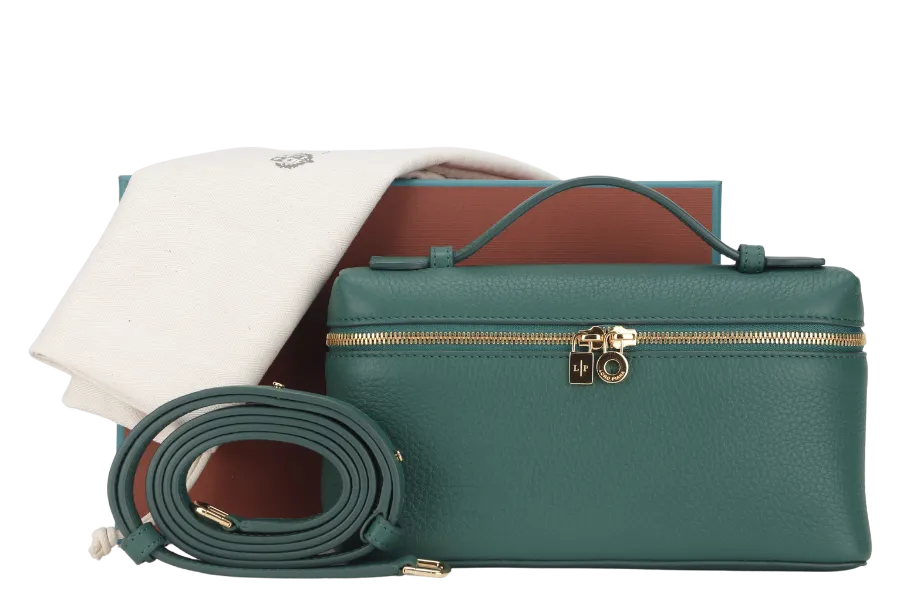 LORO PIANA L19 EXTRA POCKET GREEN GOLD HARDWARE WITH STRAP, DUST COVER & BOX