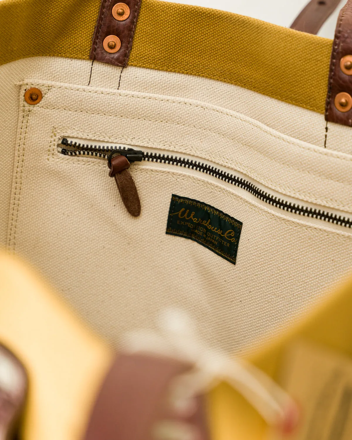 Lot 5220 - Leather and Canvas Tote Bag - Dark Beige