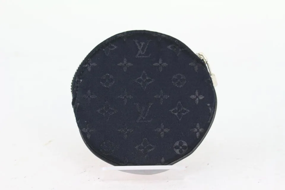 Louis Vuitton Black Monogram Satin Conte De Fees Apple Round Coin Pouch 214lv84