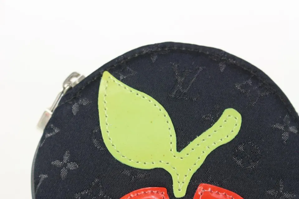 Louis Vuitton Black Monogram Satin Conte De Fees Apple Round Coin Pouch 214lv84