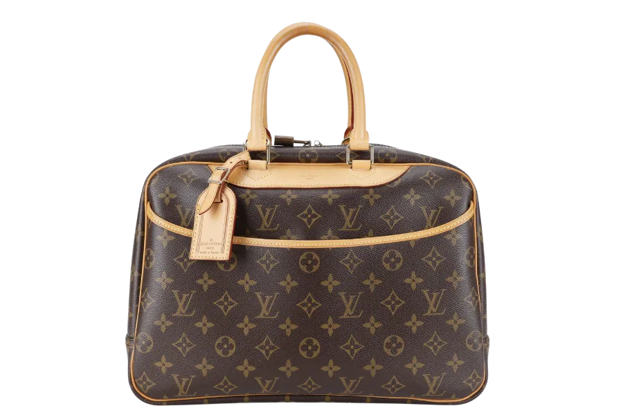 LOUIS VUITTON M47270 DEAUVILLE HAND BAG BROWN MONOGRAM CANVAS GOLD HARDWARE WITH DUST COVER