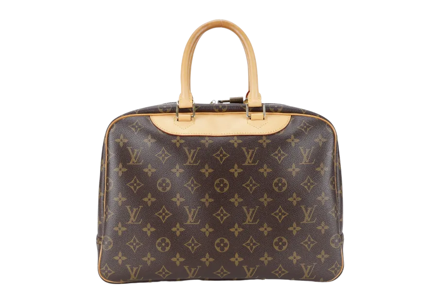 LOUIS VUITTON M47270 DEAUVILLE HAND BAG BROWN MONOGRAM CANVAS GOLD HARDWARE WITH DUST COVER