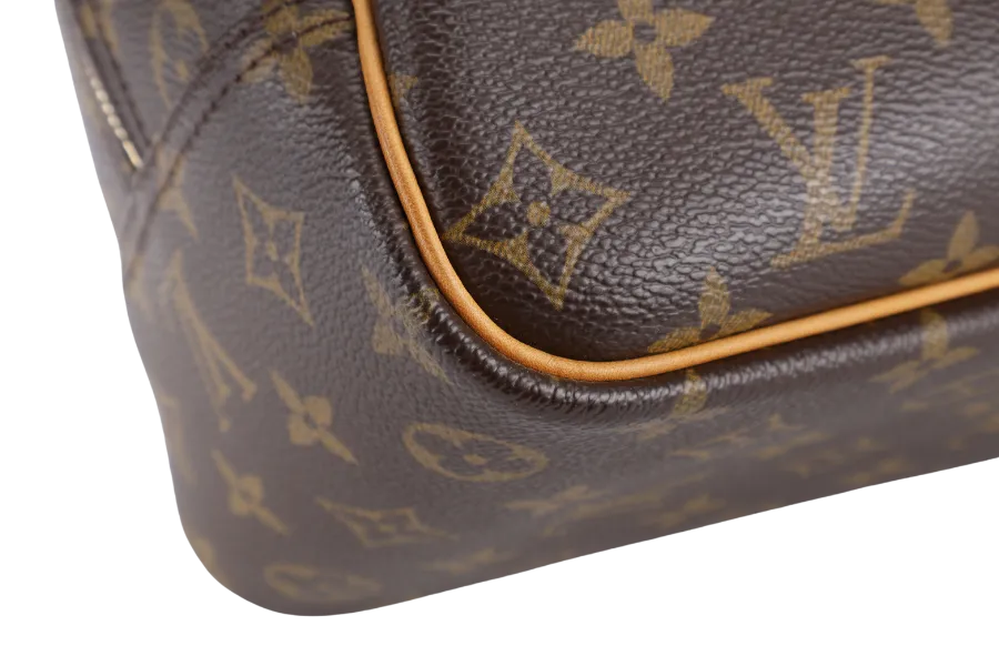 LOUIS VUITTON M47270 DEAUVILLE HAND BAG BROWN MONOGRAM CANVAS GOLD HARDWARE WITH DUST COVER