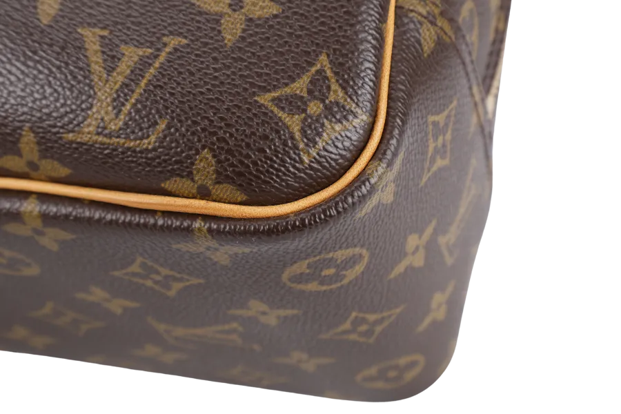 LOUIS VUITTON M47270 DEAUVILLE HAND BAG BROWN MONOGRAM CANVAS GOLD HARDWARE WITH DUST COVER