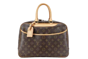 LOUIS VUITTON M47270 DEAUVILLE HAND BAG BROWN MONOGRAM CANVAS GOLD HARDWARE WITH DUST COVER