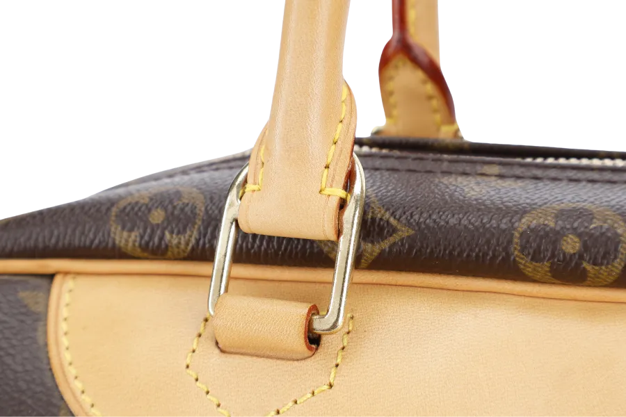 LOUIS VUITTON M47270 DEAUVILLE HAND BAG BROWN MONOGRAM CANVAS GOLD HARDWARE WITH DUST COVER