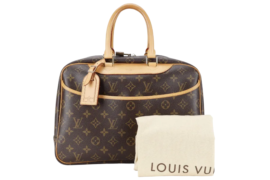 LOUIS VUITTON M47270 DEAUVILLE HAND BAG BROWN MONOGRAM CANVAS GOLD HARDWARE WITH DUST COVER