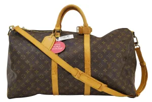 LOUIS VUITTON Monogram Keepall Bandouliere 55 Boston Bag