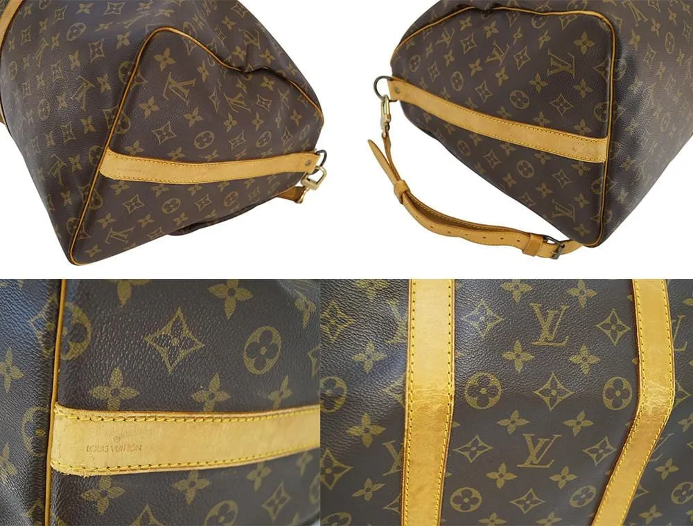 LOUIS VUITTON Monogram Keepall Bandouliere 55 Boston Bag