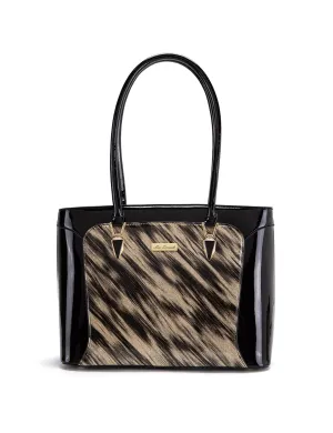 LYRA VEGAN PATENT BAG- XB-2413-GLD/BLK