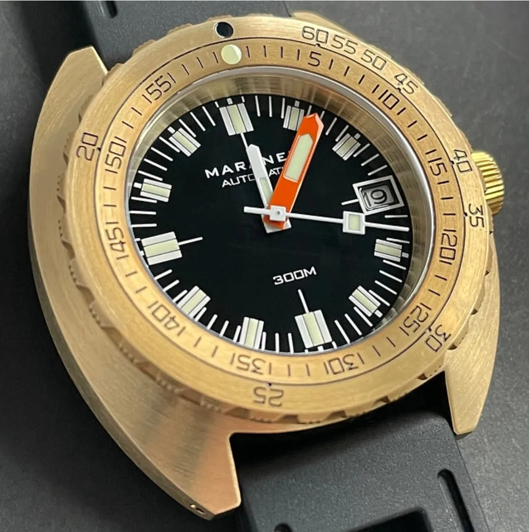 Maranez Samui Brass Watch Black Orange Hand