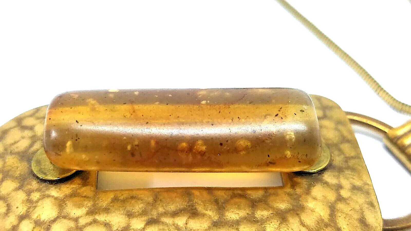 Marjorie Baer SF SIGNED Modernist 1970s Brass Resin Bead Pendant Necklace