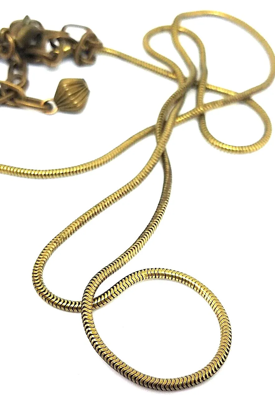 Marjorie Baer SF SIGNED Modernist 1970s Brass Resin Bead Pendant Necklace