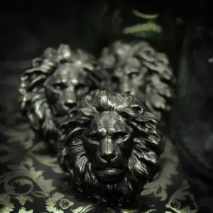 Massive Antiqued Brass Lion Statement Ring