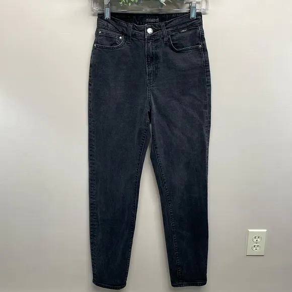 Mavi Star High Waist Mom Jean Black Wash Denim Style 101077-33944 Size 25x29