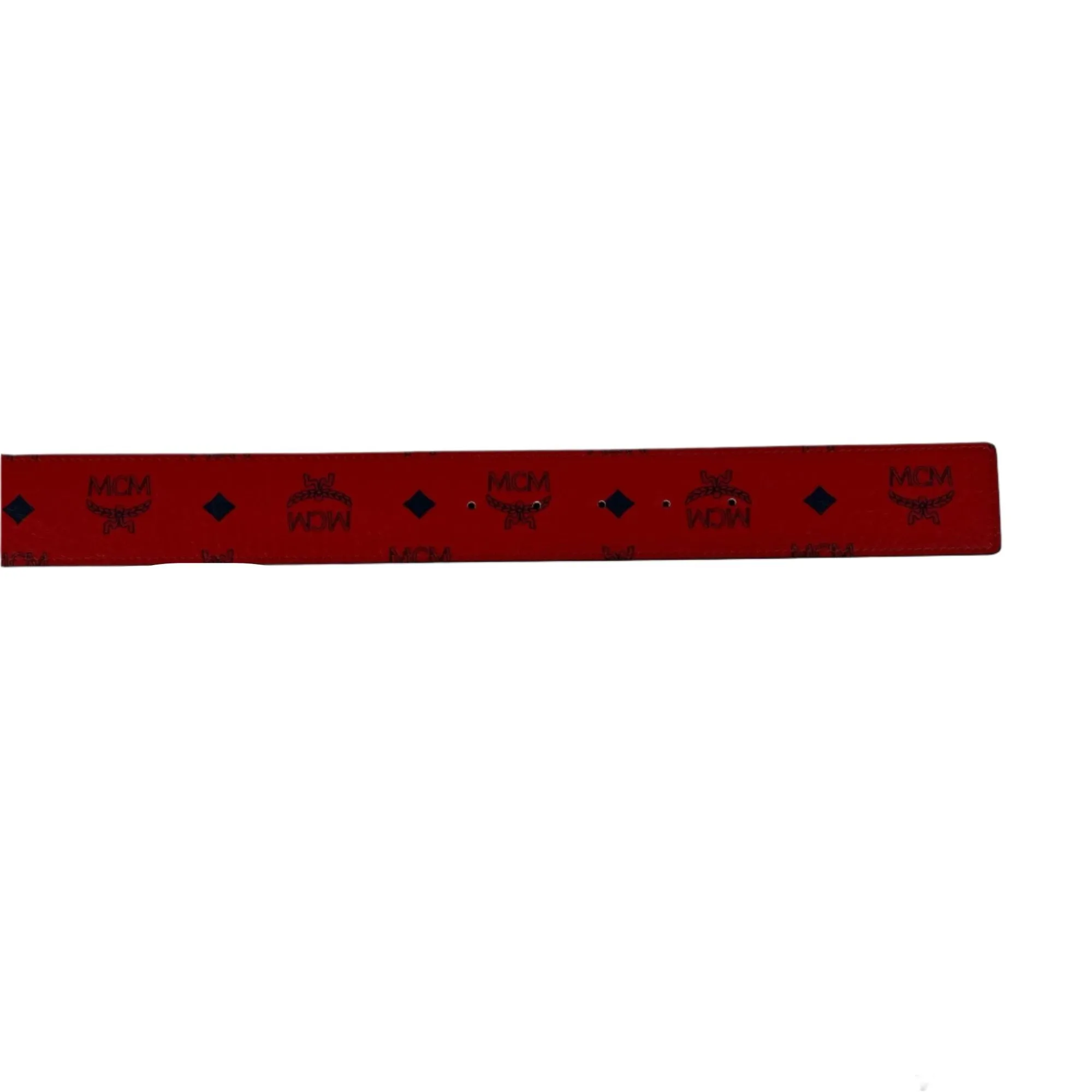 MCM Mens Claus Red Leather Reversible Belt