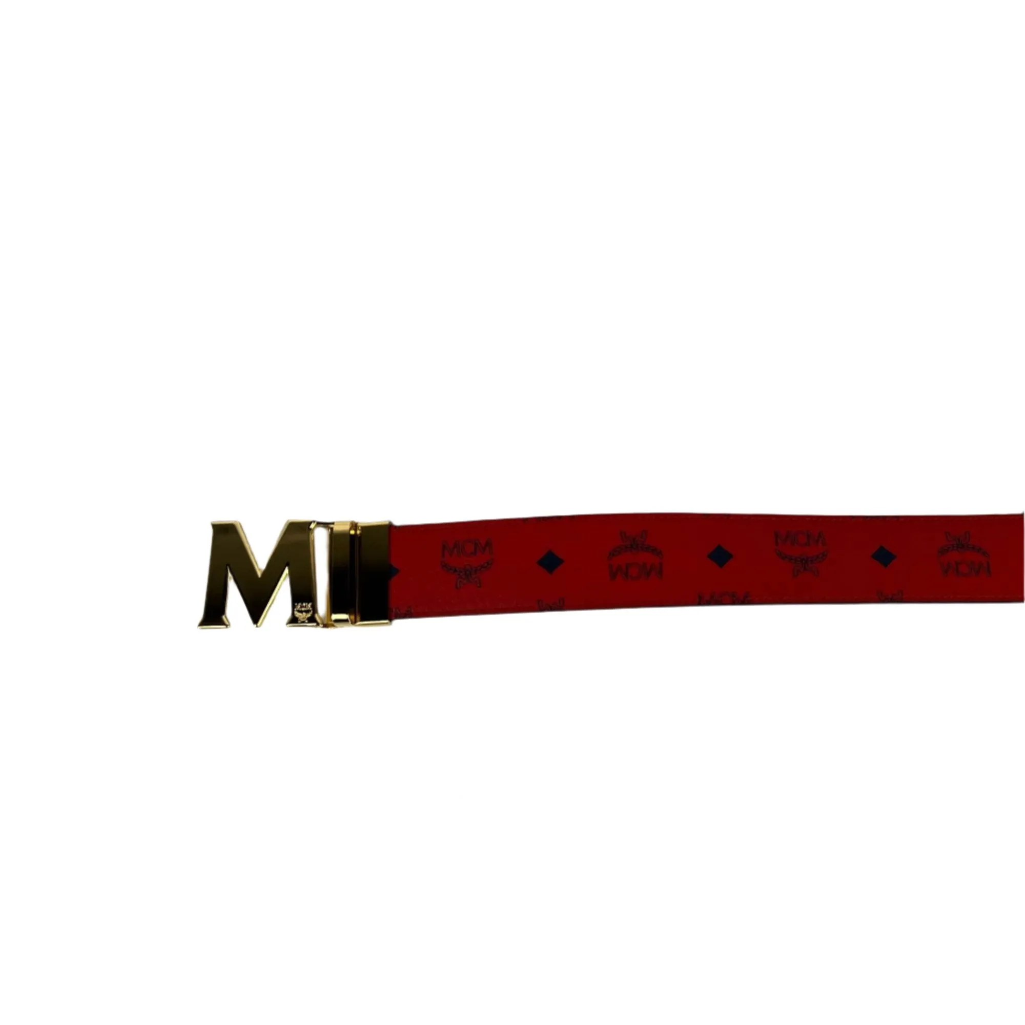 MCM Mens Claus Red Leather Reversible Belt