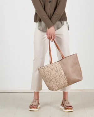 medium essential bag - 2 tone sandstone suede/ ostrich