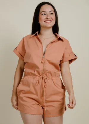 Meg Zip Front Romper - Turmeric