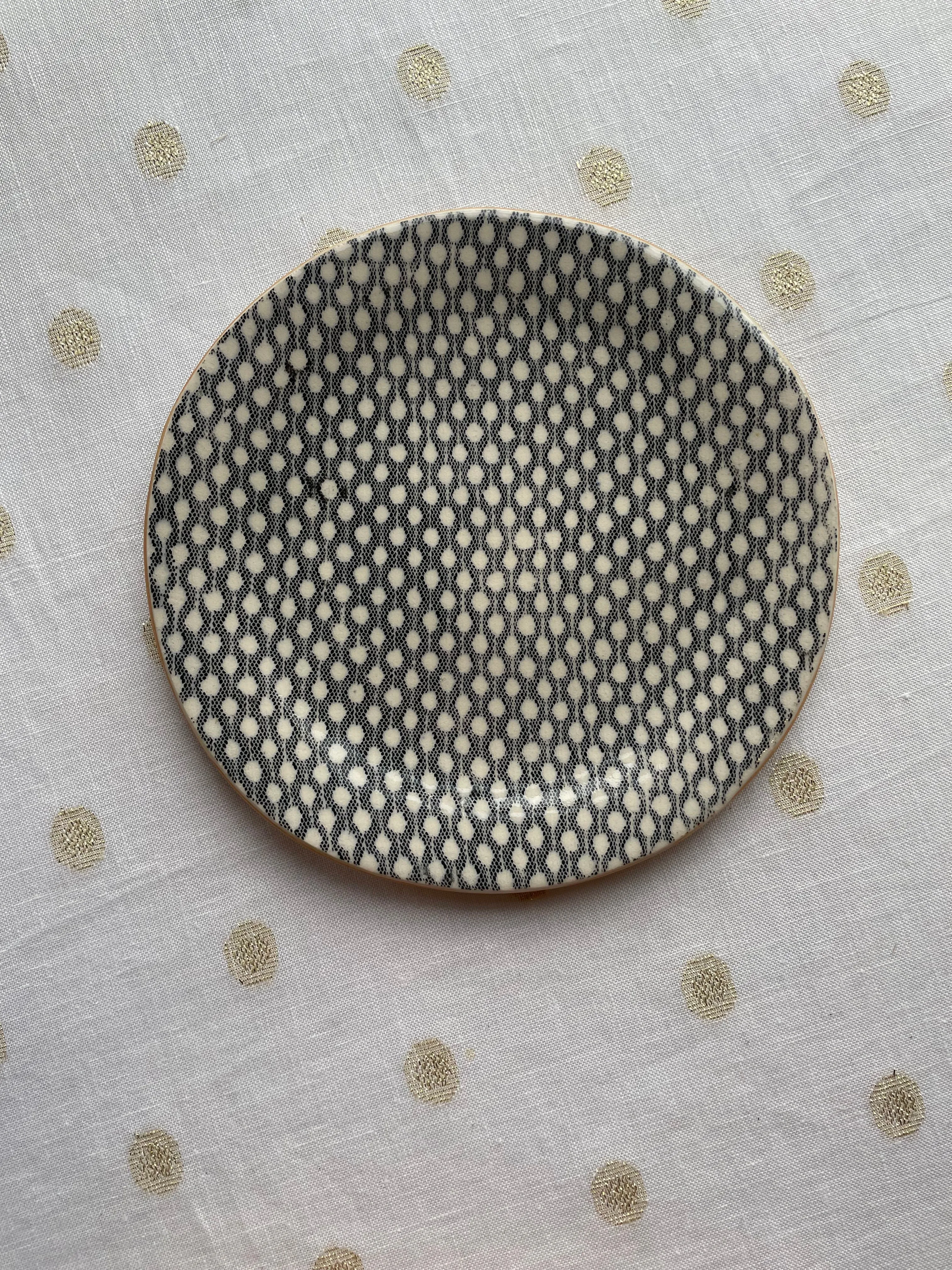 Mini Dot Black Dessert Plate